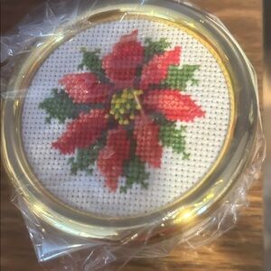 Festive Poinsettia Embroidered Music Box